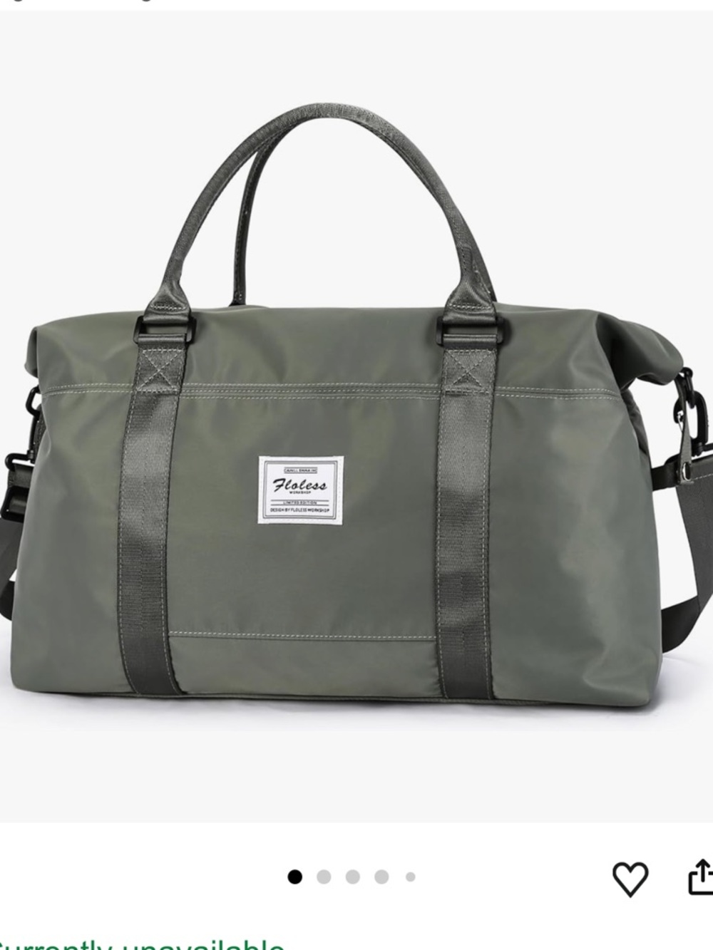 Lole Olive Green Travel Duffel with Dark Trim